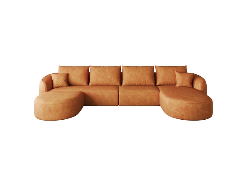  Canapé panoramique en u tcqpz 5 places 336 x 168 x 85 cm modulable en tissu chenille orange  - Conforama A