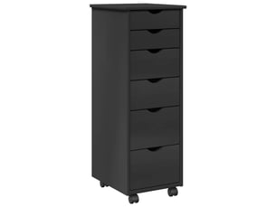 Caisson roulant de bureau, meuble de rangement 34 x 39 x 93,5 cm bois de pin massif gris
