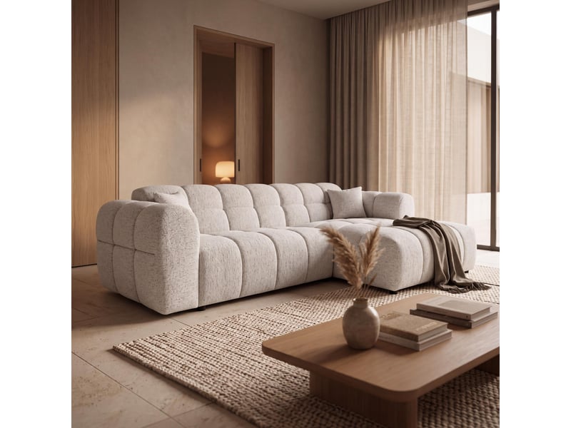  Canapé d'angle en tissu beige - angle droit  - Conforama B