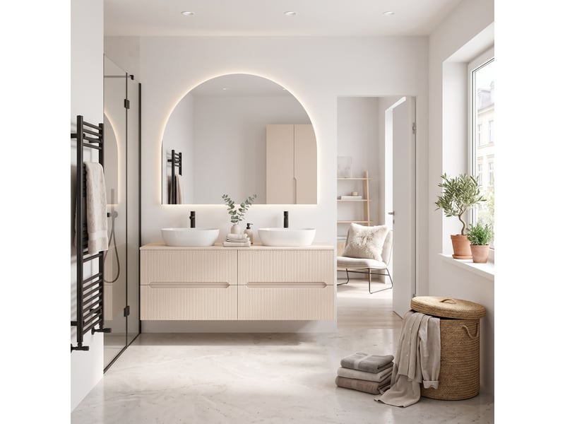 Meuble sous vasque suspendu avec plan 4t novo l.160 cm cachemire mat - Conforama B