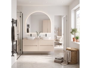 Meuble sous vasque suspendu avec plan 4t novo l.160 cm cachemire mat