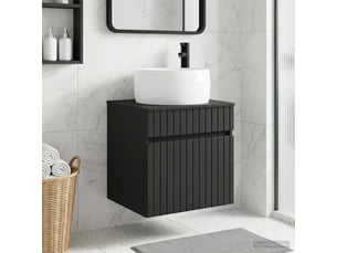Meuble de lavabo mural, rangement salle de bain noir 49x44.5x66 cm bois d'ingénierie