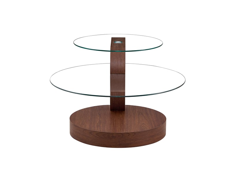 Table basse double plateau en verre de sécurité muvano, structure en mdf avec finition aspect bois de noyer, 90x70x44 cm - Conforama A