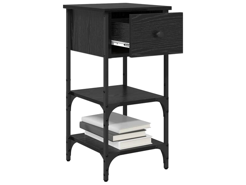 Table de chevet - cabinet de chevet - table de nuit avec tiroir chêne noir 33,5 x 36 x 70 cm  - Conforama B