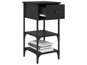 Table de chevet - cabinet de chevet - table de nuit avec tiroir chêne noir 33,5 x 36 x 70 cm