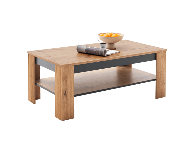 Table basse rectangulaire coloris chêne massif huilé - longueur 115 x hauteur 46 x profondeur 65 cm  - Conforama C