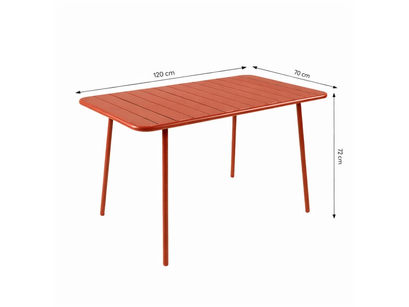 Ensemble table de jardin 120 cm et 4 chaises terracotta bergame  - Conforama C