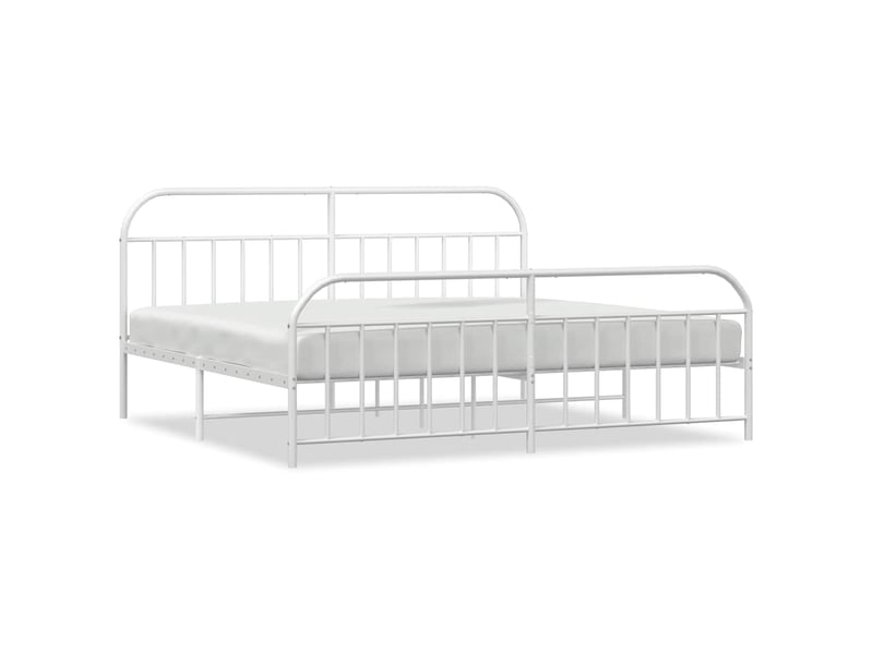  Lit double- lit adulte -  cadre de lit métal sans matelas et pied de lit blanc 200x200 cm  - Conforama A