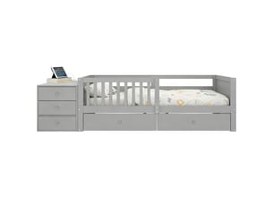Lit avec rangement 90x200 cm <strong>DZMDIP</strong>  <strong></strong> coloris gris