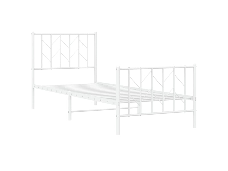 Lit simple- lit adulte - cadre de lit métal sans matelas avec pied de lit blanc 80x200cm - Conforama C