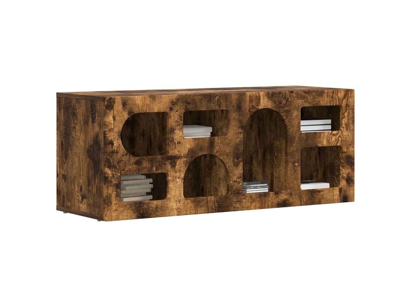  Meuble tv - banc tv - meuble de rangement elst 100 x 35 x 40 cm chêne fumé bois d'ingénierie  - Conforama C