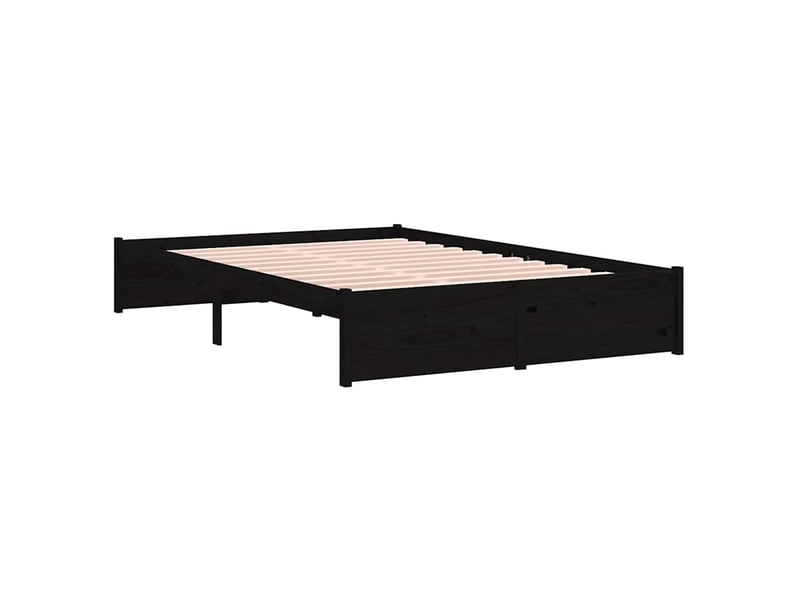  Lit double- lit adulte -  cadre de lit sans matelas noir bois massif 120x190 cm  - Conforama C