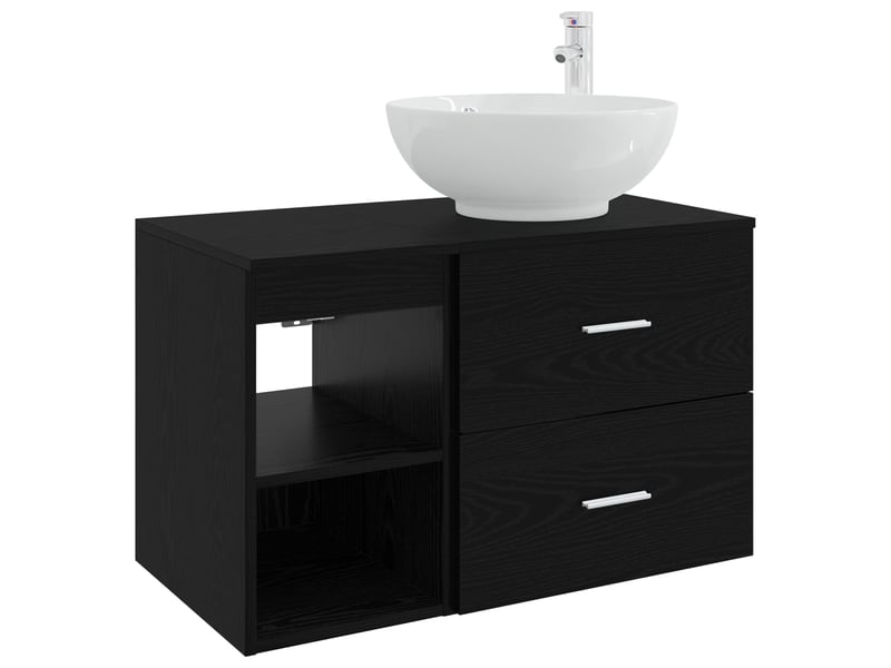Ensemble de mobilier de salle de bain 2 pcs chêne noir shl5118 - Conforama A