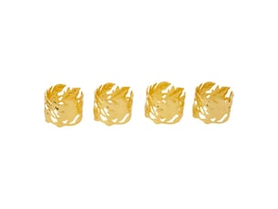 Lot de 4 ronds de serviette feuillage doré