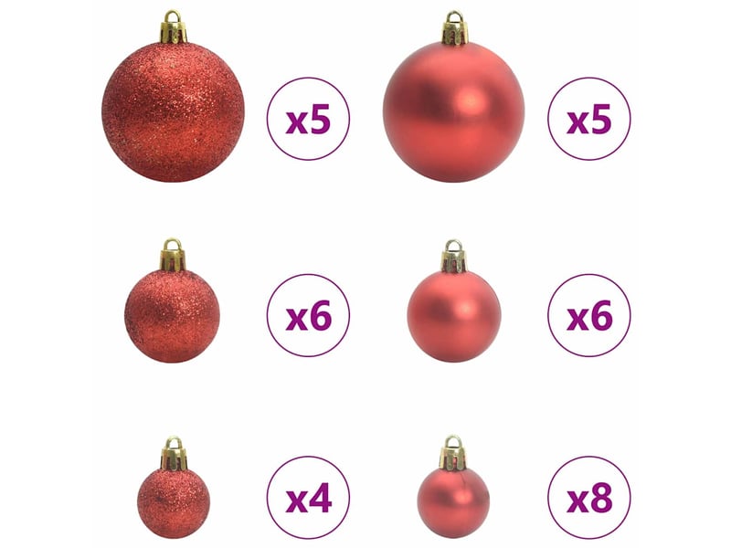  Ensemble de boules de noël 61 pcs 150 led blanc chaud ø 6 cm  - Conforama D