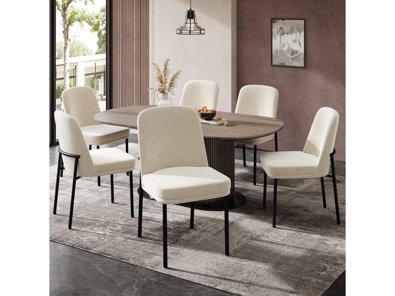  Lot de 6 chaises en velours coloris beige chaise beige - Conforama B