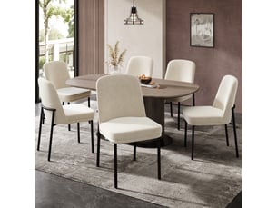 Lot de 6 chaises en velours coloris beige