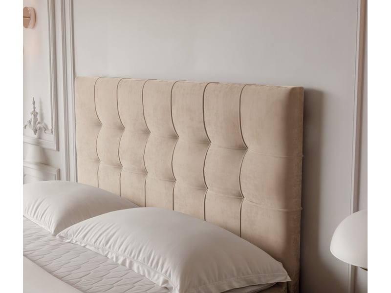  Lit adulte imperial - 160x200 cm - matelas ressorts + surmatelas - coffre de rangement - velours dense hydrofuge beige clair IMPERIAL - Conforama D