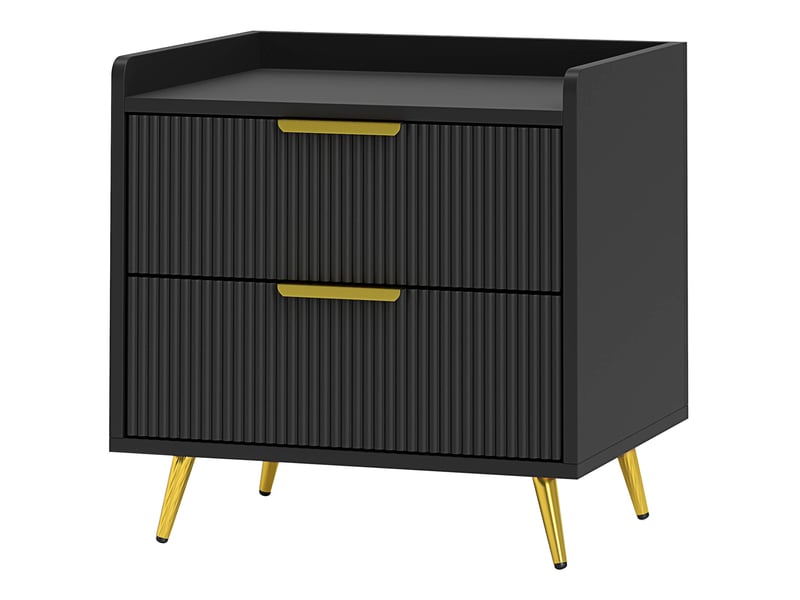  Table de chevet 50 x 40 x 50 cm avec 2 tiroirs rainurés rangement sécurisé anti-basculement moderne épuré en mdf noir 21_0001640  - Conforama A