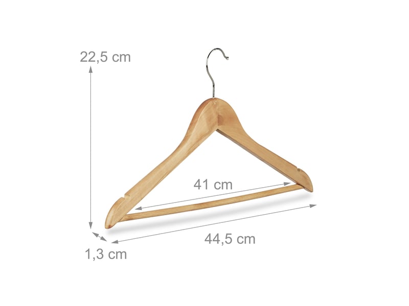  Lot de 12 cintres en bois d'érable pour robes et vêtements design élégant 22,5 x 44,5 x 1,3 cm en bois naturel 13_0007304  - Conforama C