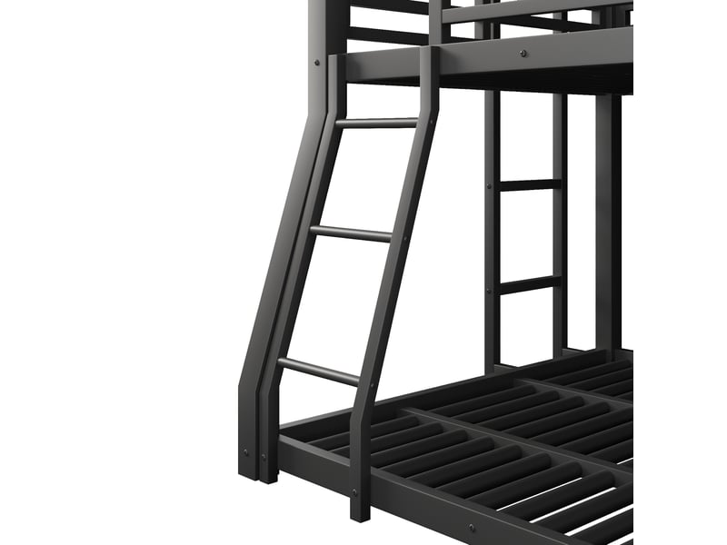  Lit superposé triple en métal noir, couchages 90x200, 120x200 et 140x200 cm, échelles modulables, sans matelas  - Conforama D