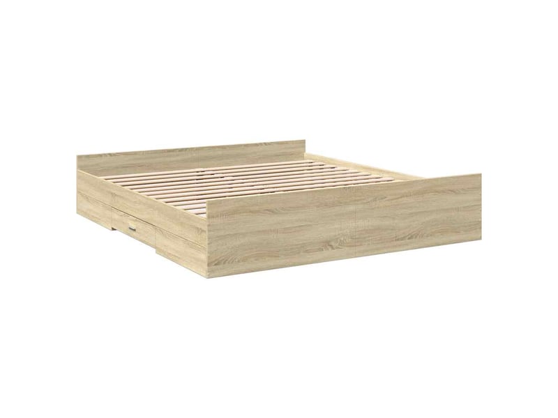 Lit double- lit adulte - cadre de lit avec tiroirs sans matelas chêne sonoma 200x200 cm - Conforama B