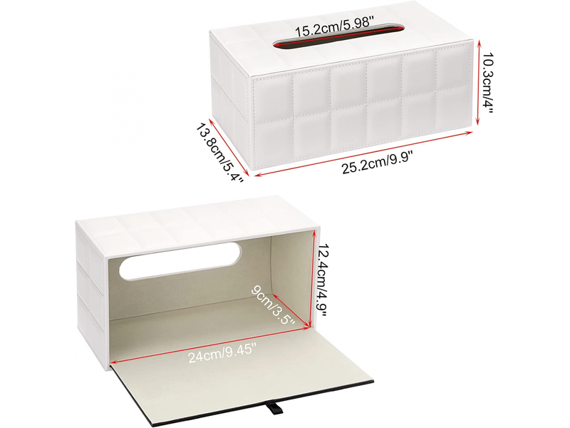  Boîte à mouchoirs rectangulaire en cuir pu - décoration élégante et raffinée - blanc  - Conforama B