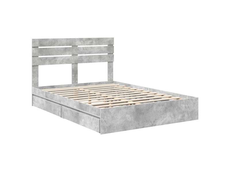 Lit double- lit adulte - lit de rangement gris béton 150 x 200 cm bois d'ingénierie - Conforama C