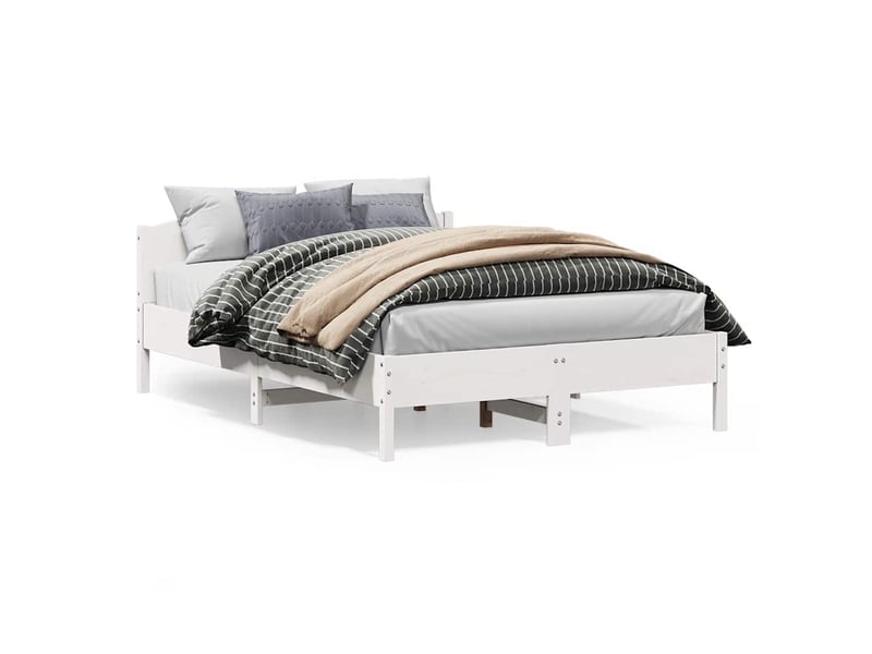  Lit double- lit adulte -  cadre de lit sans matelas blanc 150x200 cm bois de pin massif  - Conforama A