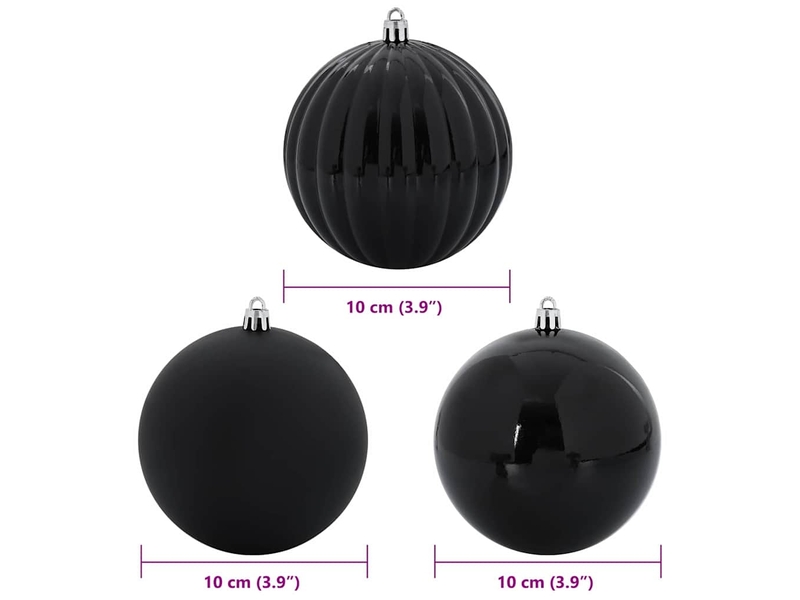  Ensemble de boules de noël xl 15 pc noir ø 10 cm plastique cf61855  - Conforama E