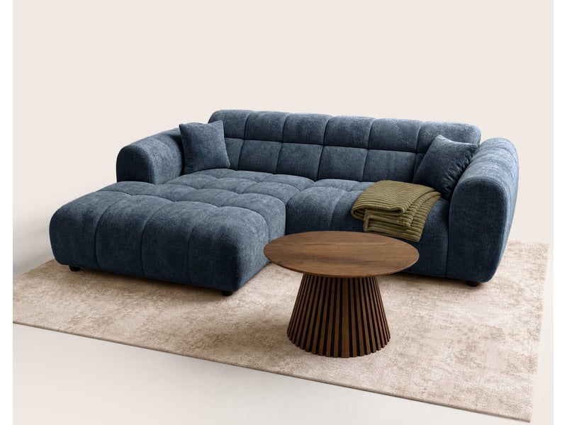  Mini ray - canapé d'angle gauche 4 places en tissu texturé - best mobilier - bleu MINI RAY - Conforama D
