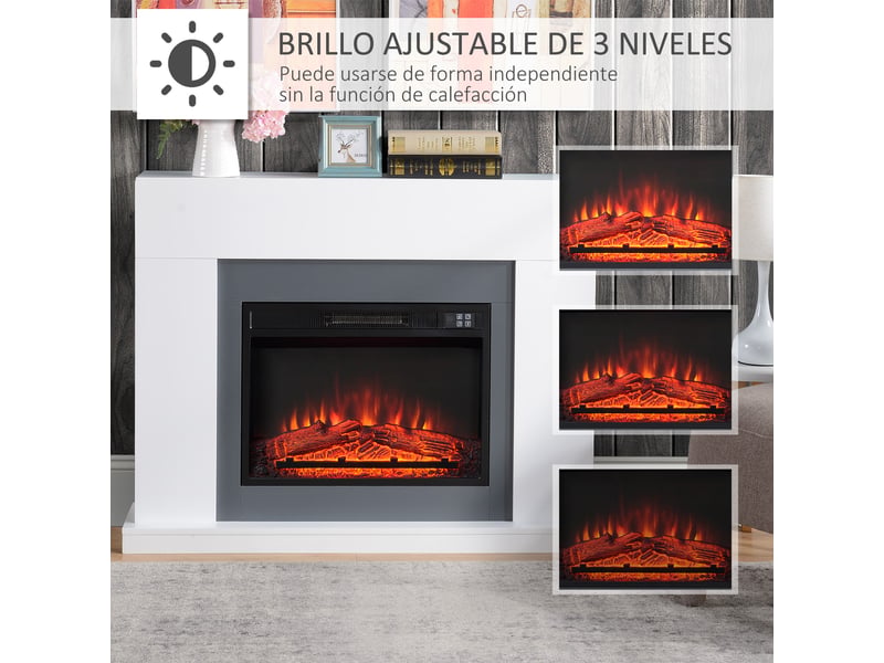  Cheminée électrique avec manteau blanc, 1800-2000 w, chauffage jusqu’à 37 m²  - Conforama W