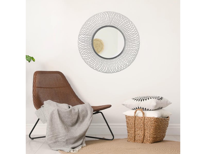  Miroir mural rond en métal duke 75cm argent  - Conforama E
