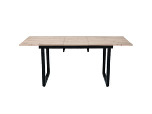 Table à manger extensible 140180 x 80 x 75 cm, effet bois naturel et noir, mdf et métal