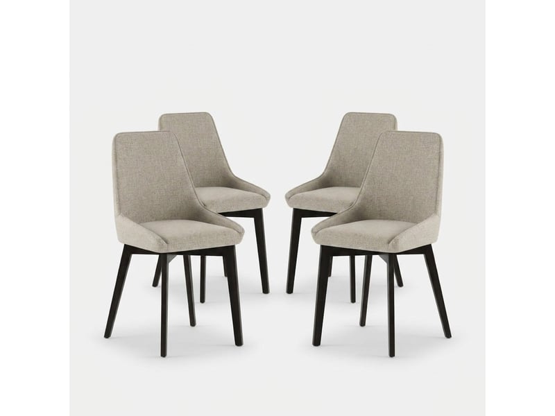  Lot de 4 chaises de salle à manger rembourrées en tissu erythea - beige  - Conforama A