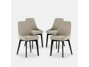 Lot de 4 chaises de salle à manger rembourrées en tissu erythea - beige