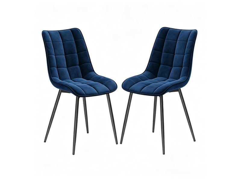  Lot de 2 chaises de salle à manger 46x39x85,5 cm pieds en métal bleu  - Conforama A