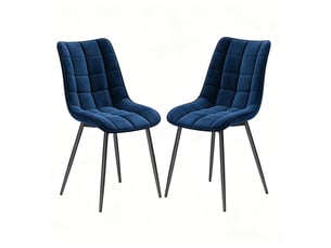 Lot de 2 chaises de salle à manger 46x39x85,5 cm pieds en métal bleu
