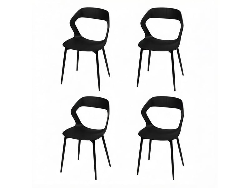  Chaise de salle à manger design moderne, lot de 4, dossier ergonomique, noire cravdom  - Conforama A