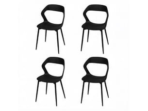Chaise de salle à manger design moderne, lot de 4, dossier ergonomique, noire cravdom