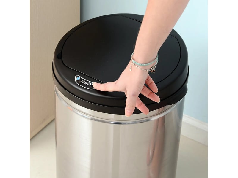 Poubelle automatique 30 l inox noir avec capteur infrarouge - Conforama D