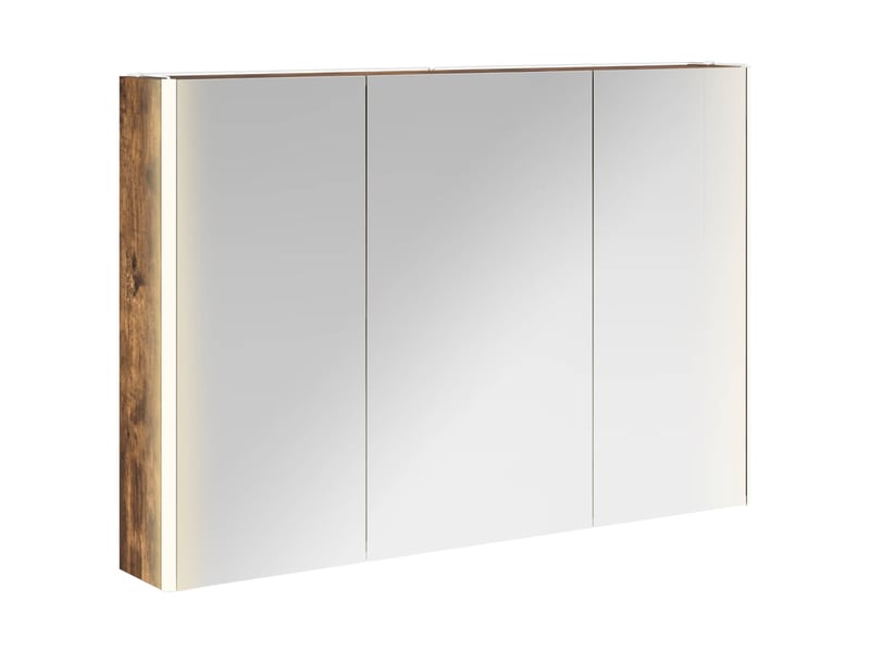  Armoire miroir salle de bain, meuble de rangement chêne fumé 103.5x15.5x70 cm  - Conforama A