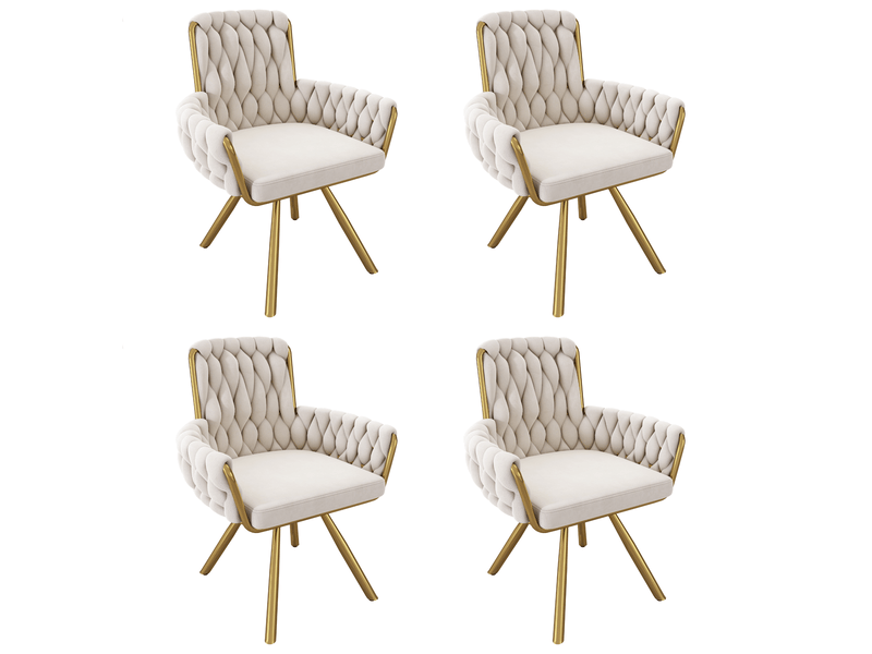  Lot de 4 chaises en velours coloris beige chaise beige - Conforama A