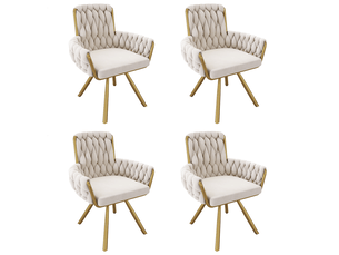 Lot de 4 chaises en velours coloris beige