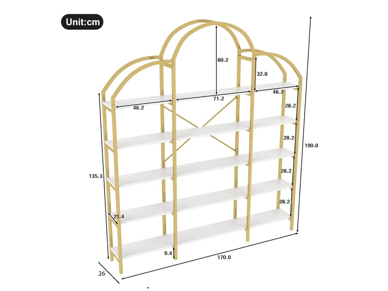  Étagère 5 niveaux blanc et or design nuage métal mdf bibliothèque 190 cm  - Conforama C