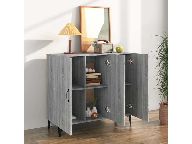  Buffet - bahut - meuble de rangement sonoma gris 90x34x80 cm bois d'ingénierie  - Conforama C