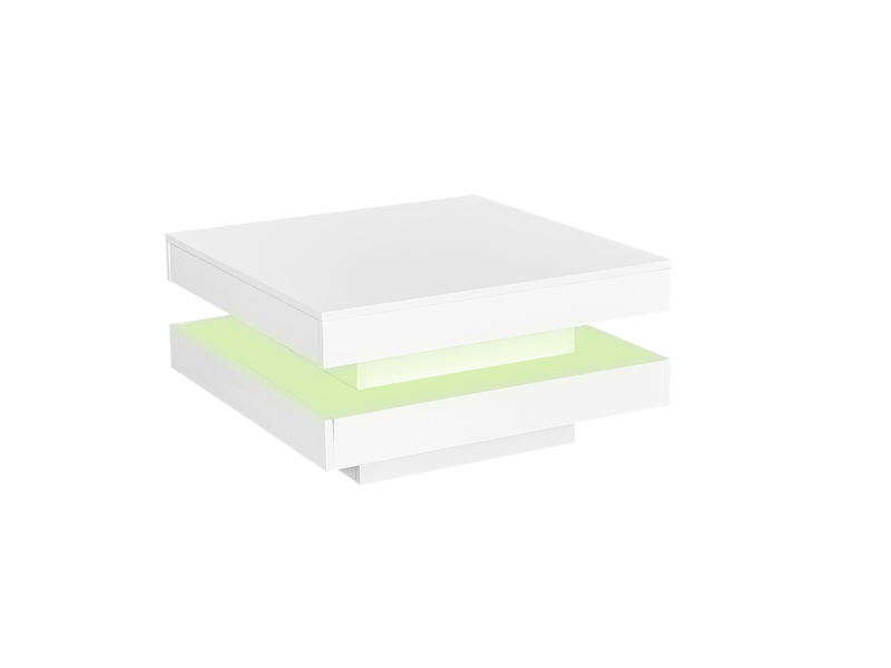  Table basse carrée blanche pivotante 360° avec éclairage led, table basse laquée blanche 70x70x36 cm, design moderne  - Conforama A
