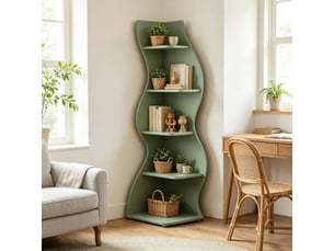 Étagère d'angle à 5 niveaux et tablettes réglables coloris vert 50 x 50 x 182.5 cm