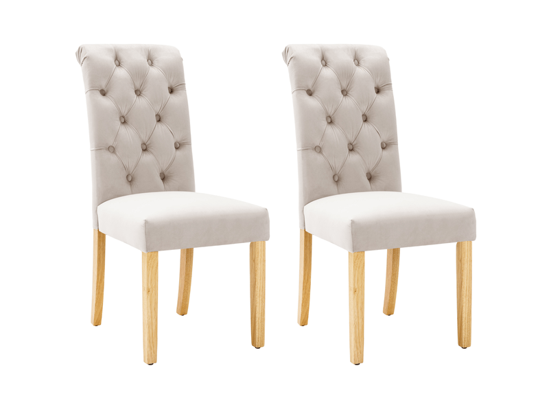  Lot de 2 chaises de salle à manger,43x63x100 cm,velours,beige  - Conforama A