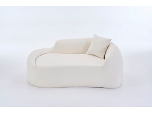 Canapé chaiselongue incurvé 2 places 155x96x65 cm blanc en chenille, convertible pour couchage d'appoint